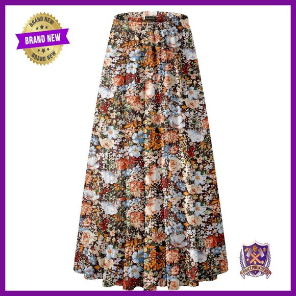 Chiffon Elastic Waist A-Line Maxi Skirt Double Layer Flared Style